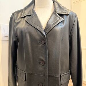 Gerard Darel Black Lamb Leather Jacket size 46 (12-14)